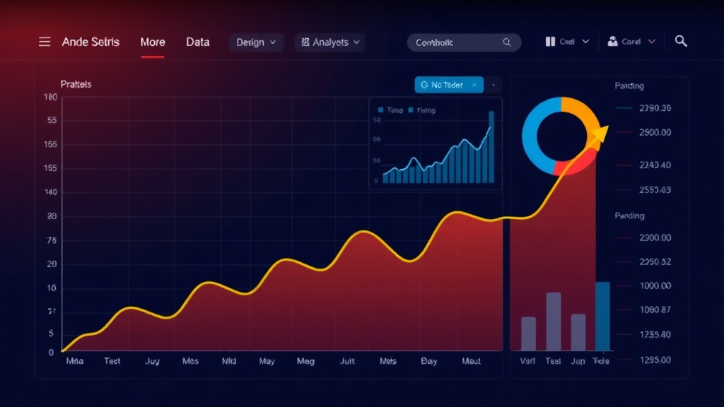 상향 곡선을 그리는 데이터 차트와 이를 분석하는 대시보드